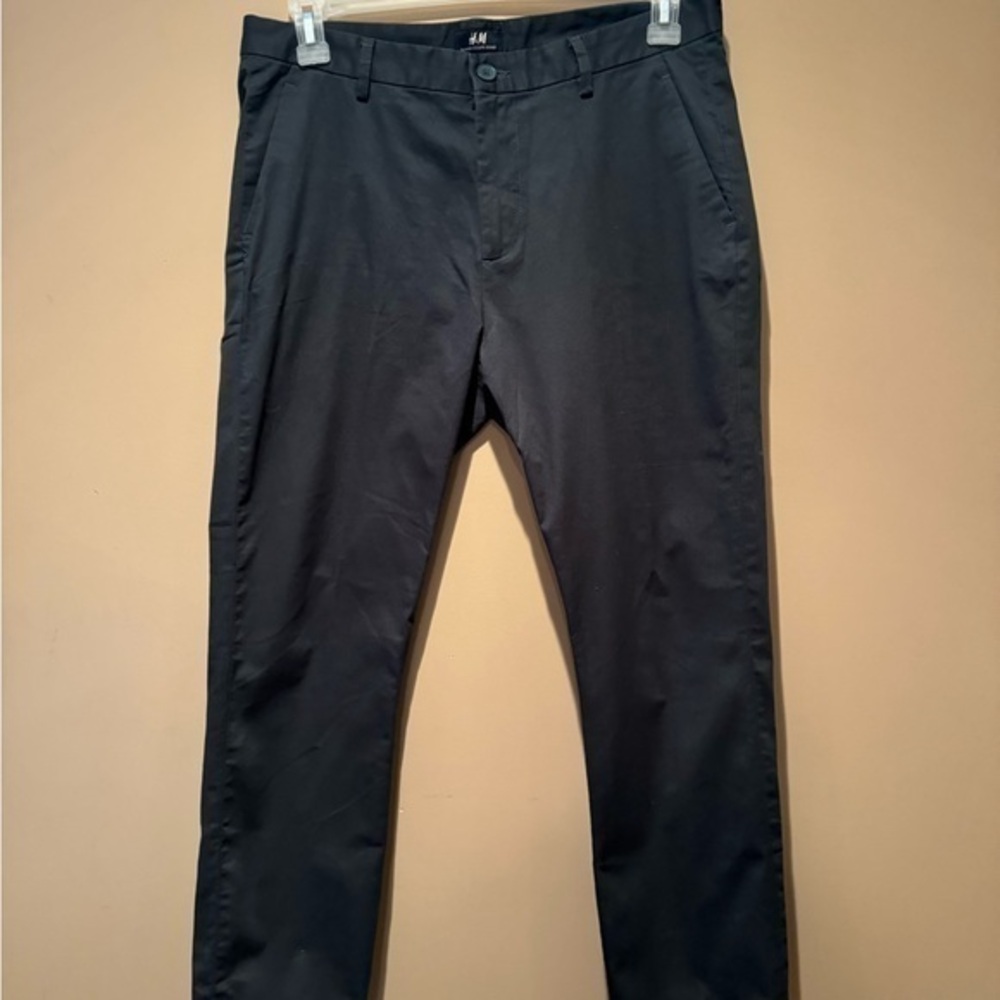 H&M Black Chinos Sleek Cotton Blend